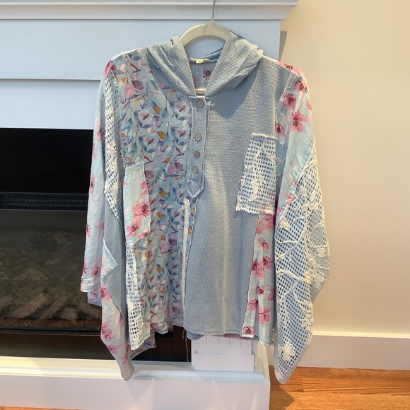 New POL Bohemian Floral Patchwork Hooded Top - Picture 4 of 6